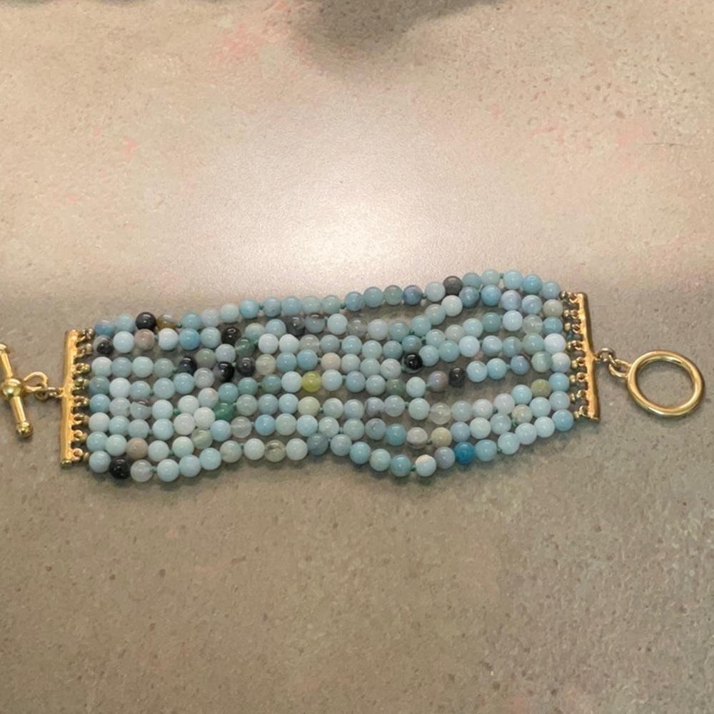8 row aqua beaded bracelet.  Beautiful from Neiman Marcus.